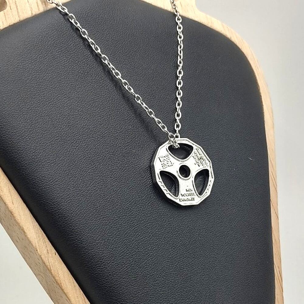 Stainless Weight Plate Necklace Workout Exercise Valentines Birthday Gift - NEW!